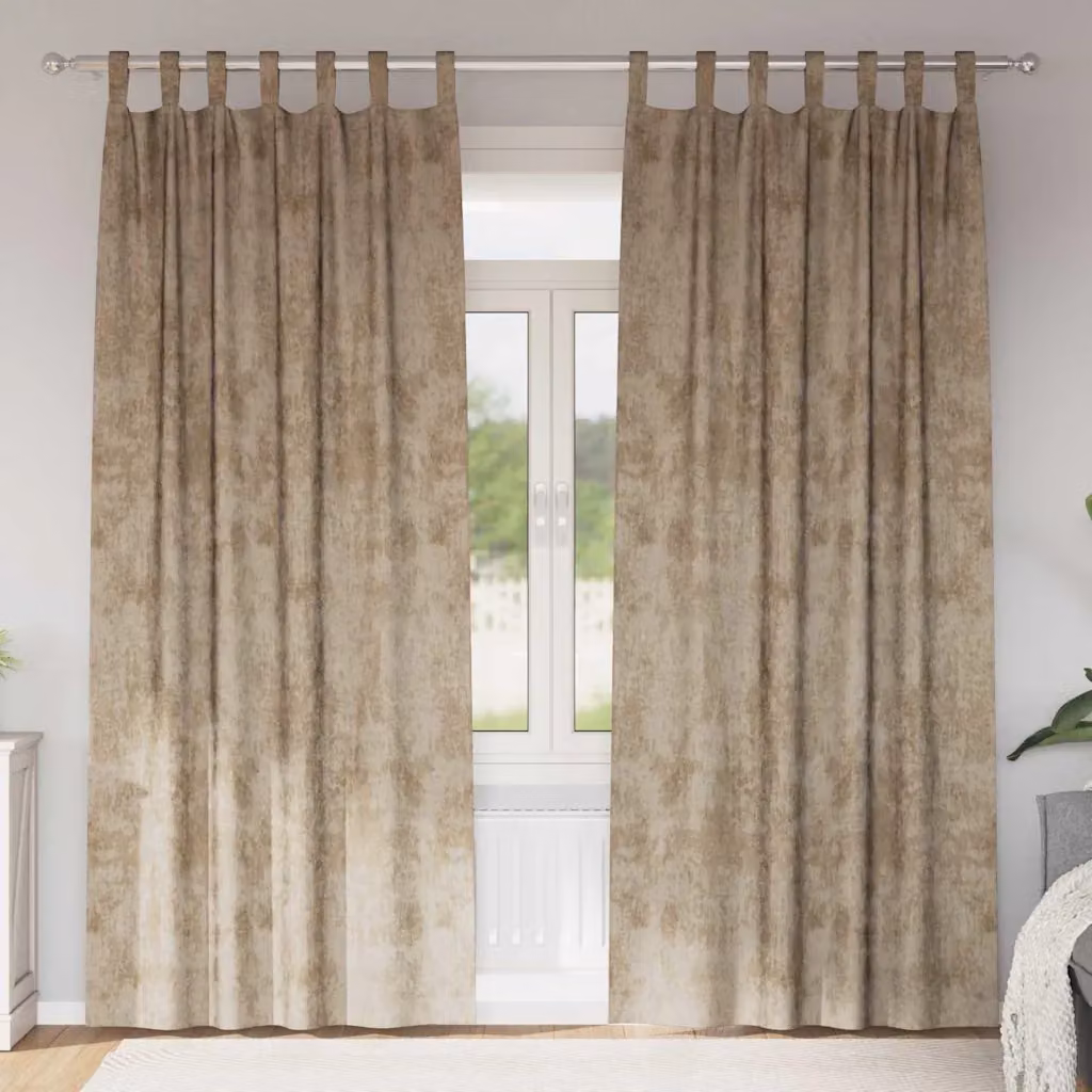 Set di 2 tende in velluto vidaXL beige, oscuranti e termoisolanti, H: 260 cm x L: 140 cm