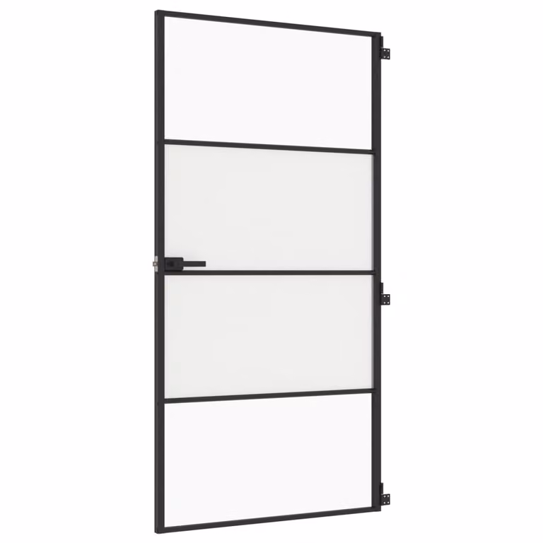 Porta Interni Sottile Nera 102,5x201,5Vetro Temperato Alluminio