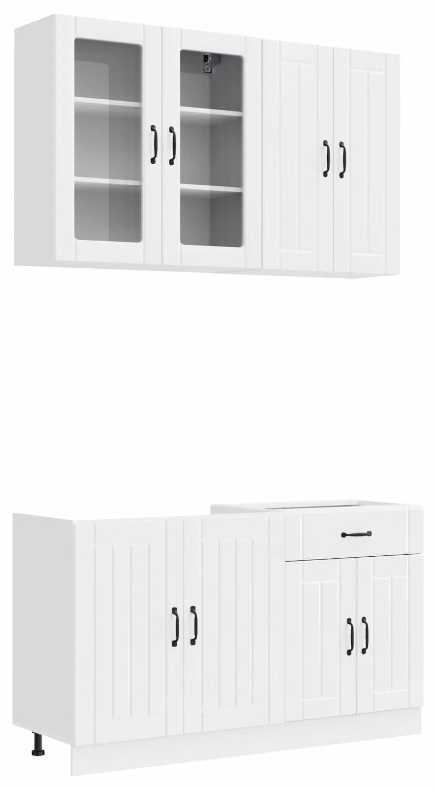 Set da cucina LUCCA, 4 pezzi, in legno impiallacciato bianco lucido