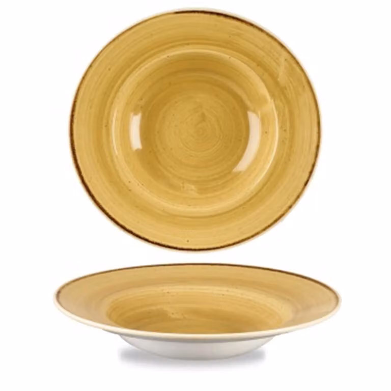 Piatto fondo bordato bordato giallo stone, diam. 28cm, 12 pezzi
