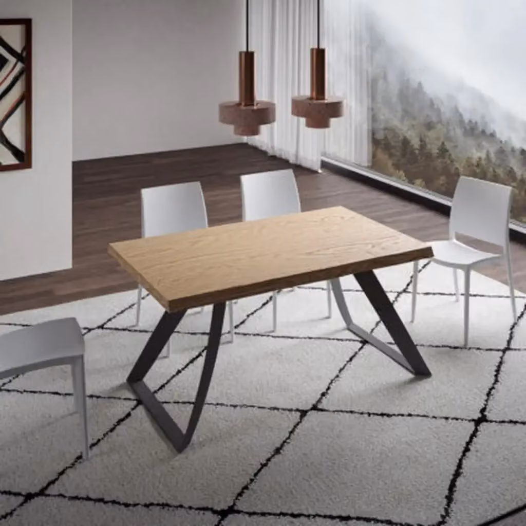 Tavolo allungabile Itamoby in rovere con bordo naturale e gambe antracite L: 160-210 cm, P: 90 cm, H: 75 cm – 2