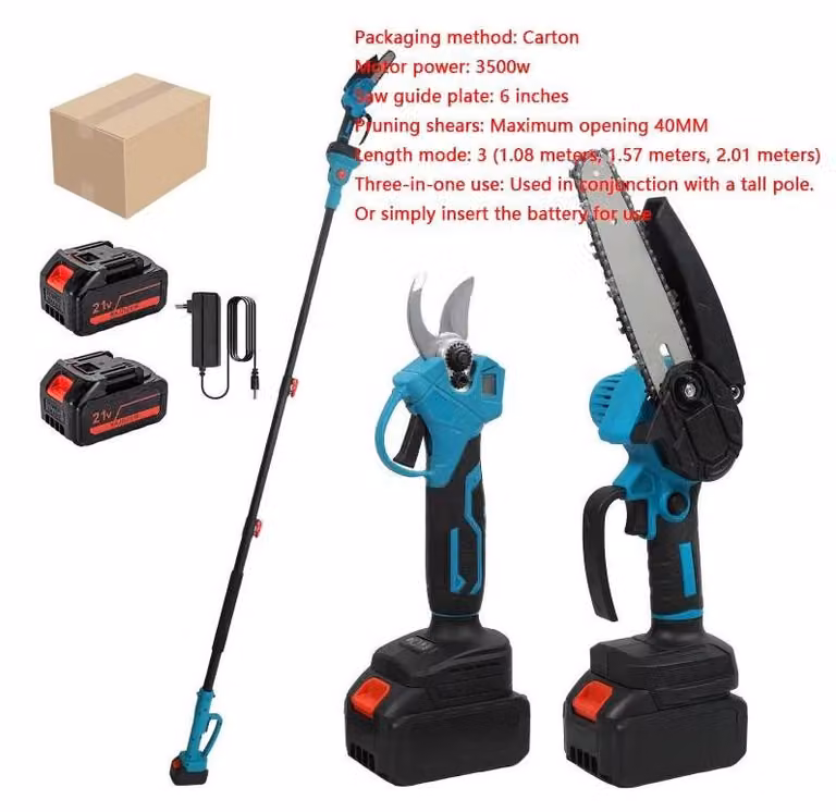 Troncatrice telescopica 2-in-1 - Seghetto elettrico telescopico da 21V - Mini motosega - Lame da 15 cm - Manico da 2 metri - Con batteria - Stile G