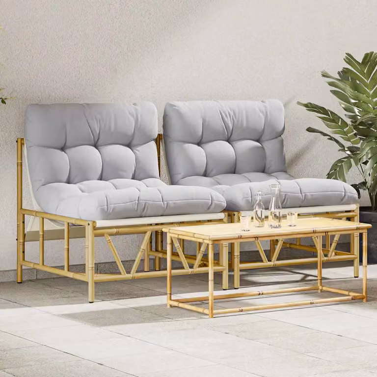 Set di 2 sedie da giardino moderne vidaXL in acciaio verniciato e tessuto textilene, colore grigio e marrone, con cuscini inclusi