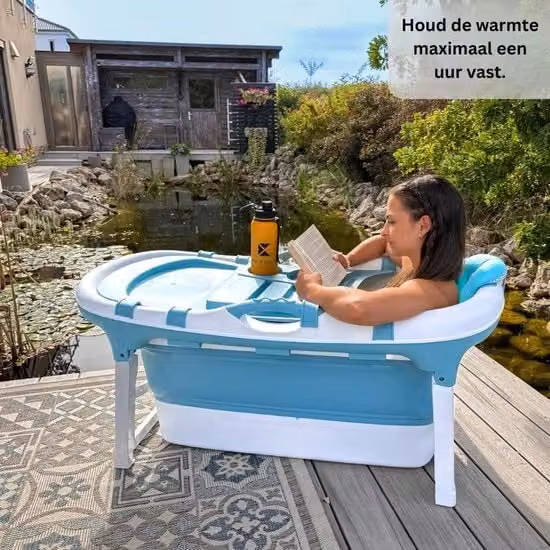 Piscina per Bambini e Adulti con Cuscino - 121cm - Piscina Mobiliabile - Ideale per Piccole Stanze da Bagno - Verticale - Blu