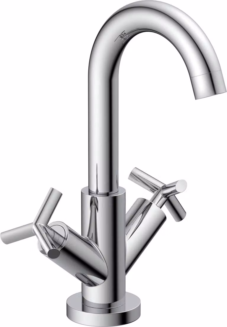 Miscelatore per lavabo SCHÜTTE ELIOT con tirante, rubinetto per bagno con scarico a scomparsa cromo