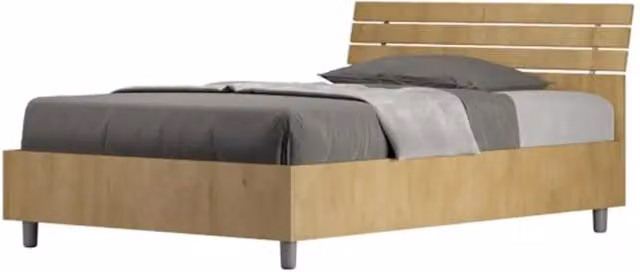 Letto una piazza e mezza contenitore 120x190 testata inclinata con doghe quercia Ankel
