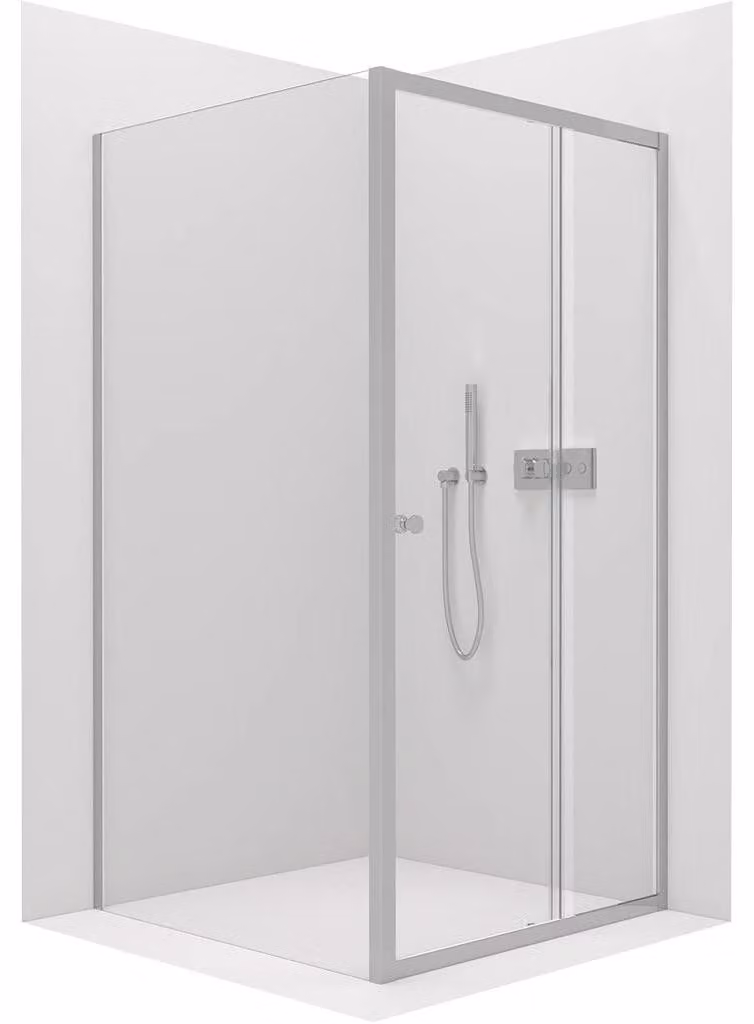 CERANO - Box doccia Varone POINT L/P - 6 mm - cromato, vetro trasparente - 140x100x195 cm - scorrevole