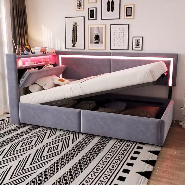 letto imbottito velluto grigio chiaro 90 x 200 cm