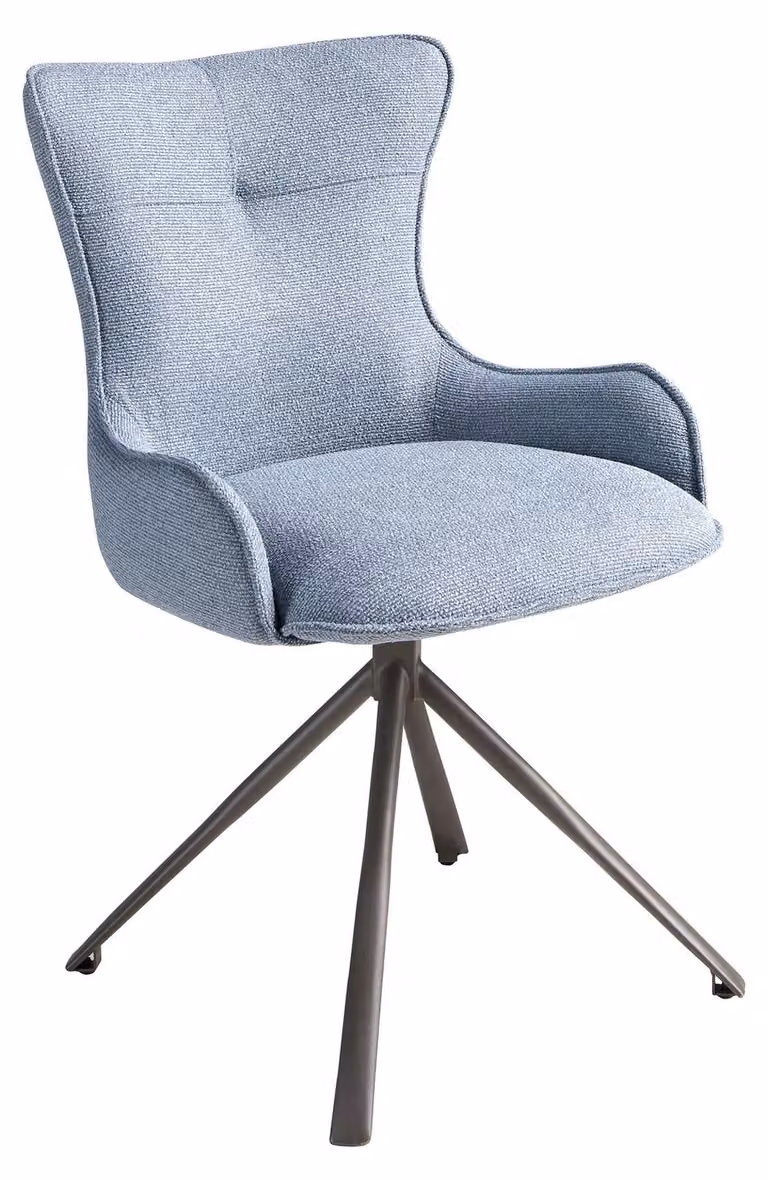 Sedia girevole in tessuto blu 4204