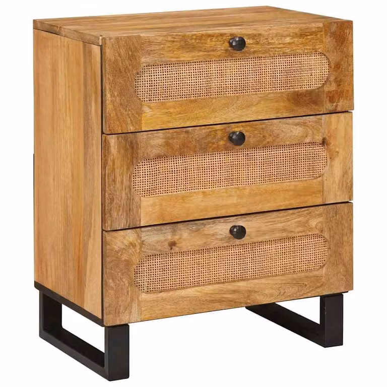 vidaXL Armadio da Notte in Legno di Mango Naturale L: 50 cm, P: 33 cm, H: 62 cm