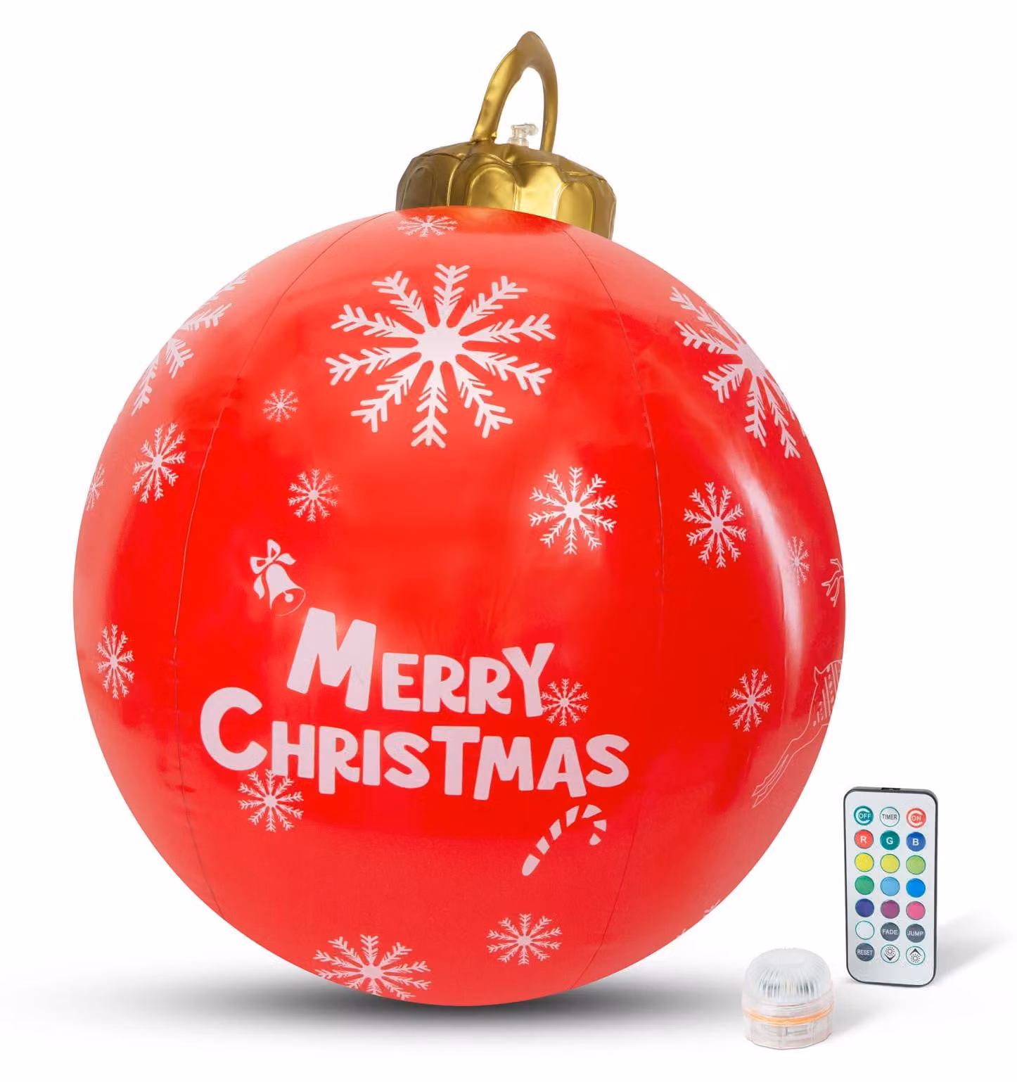 Luci di Natale per esterni con batterie - gingillo gigante illuminato da 60 cm - rosso/bianco - colori RGB + telecomando