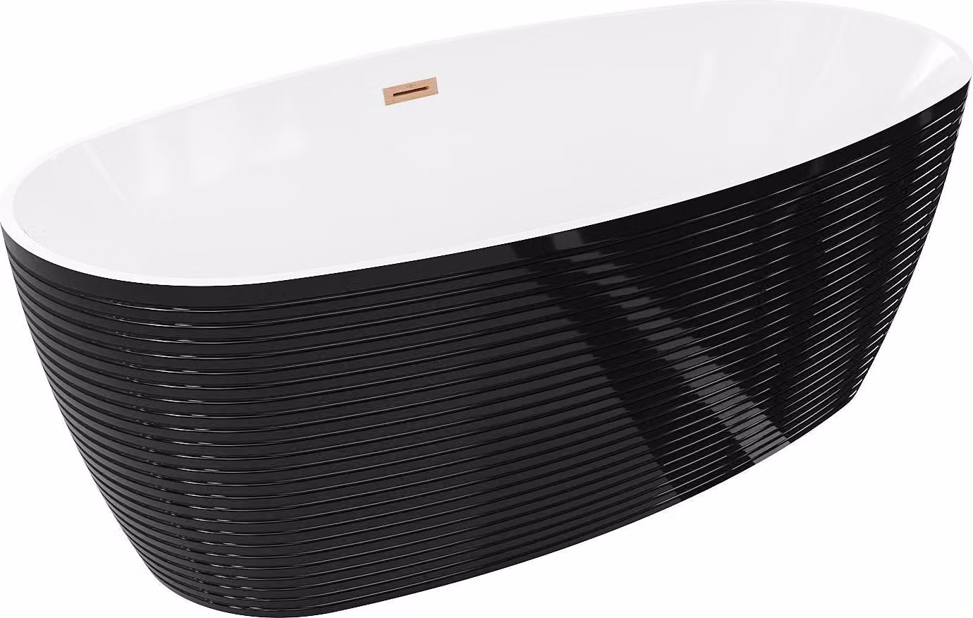 Mexen Lira vasca freestanding motivo 170 x 80 cm, bianca/nera, troppopieno rame spazzolato - 52831708075-65
