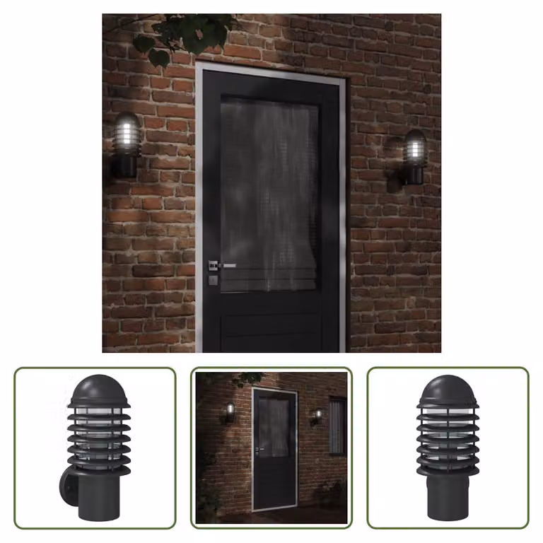 The Living Store Applique da esterno in acciaio inox nero