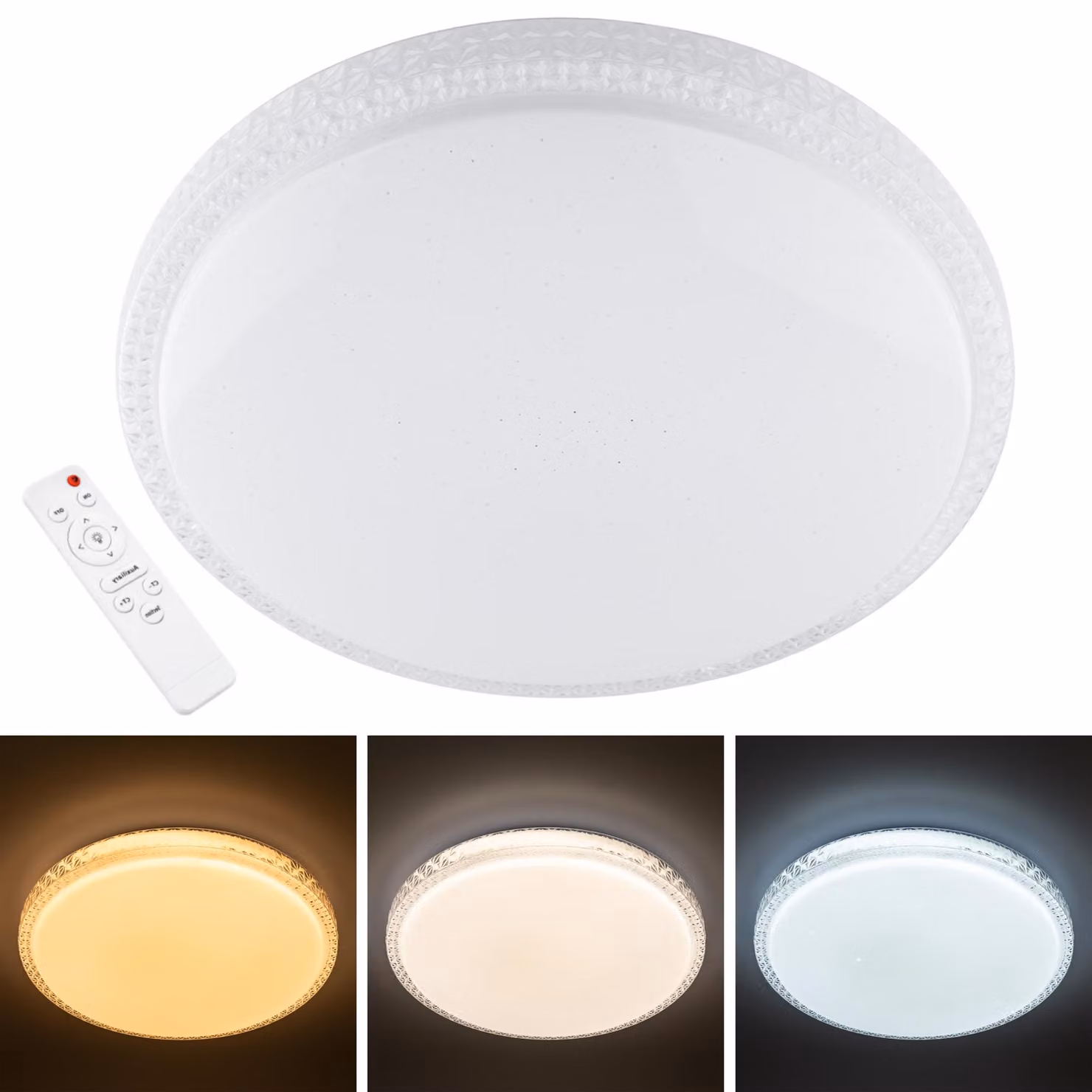 LUMILED LED lampada da soffitto 72W 6480lm 50cm plafoniera CCT 3000-6500K con telecomando IP44 bianco design moderno rotondo per soggiorno camera dei bambini, camera da letto
