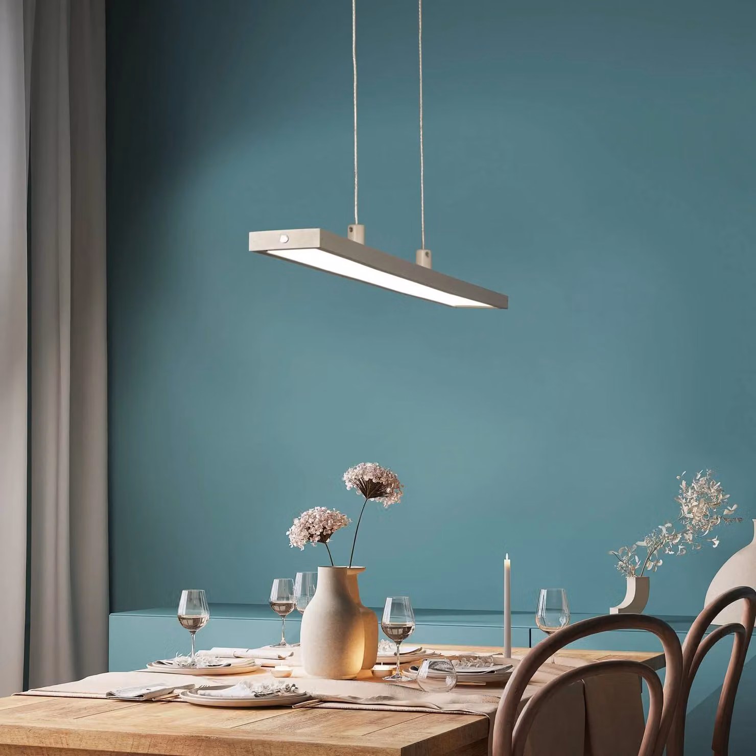 FISCHER & HONSEL Lampada a sospensione Marlo, dimmerabile, Crema / Ambra, Soggiorno / Sala da pranzo, Metallo, Moderno, Lampada a sospensione