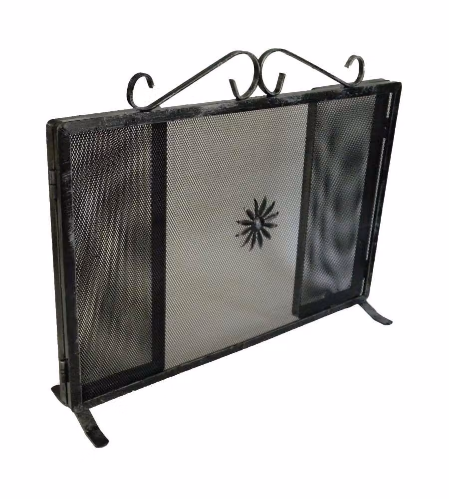 Parascintille antracite per caminetto 90x50 cm con ante pieghevoli