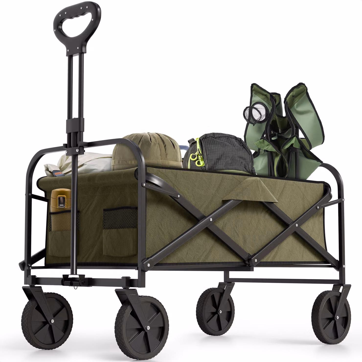Avalo Carrello Pieghevole - Pieghevole - Fino a 90KG - 80x47x49 CM - 80L - Ruote a 360° - Verde
