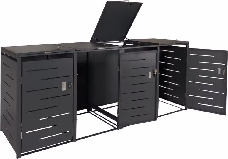 coperchio per cestino a 4 scomparti HWC-E83, coperchio per cestino, estensibile 117x263x80cm ~ antracite, acciaio 108kg