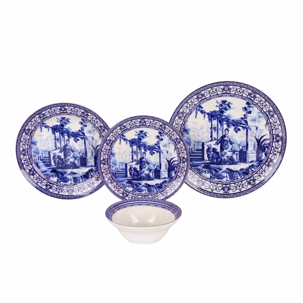 Servizio piatti DMORA Nimosene in ceramica, set da 24 pezzi, blu e bianco – 2
