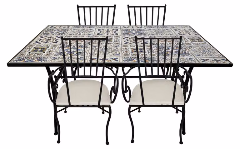 AXI Leonie Set Bistrot da Balcone, 4 Sedie 1 Tavolo, Set Bistrò Veranda Mosaico Azzuro - Set Bistro da Giardino, Tavolo Bistro per Giardino/Balcone/Terrazza
