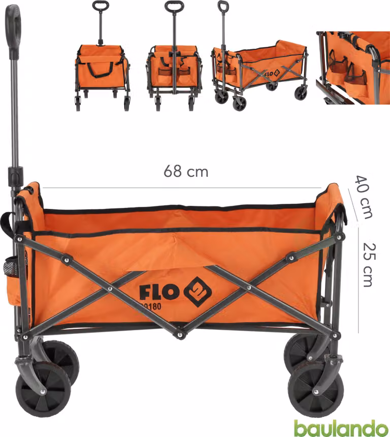 Carrello da giardino pieghevole 75 x 48 x 86 cm, fino a 70 kg, carrello manuale, carrello da trasporto