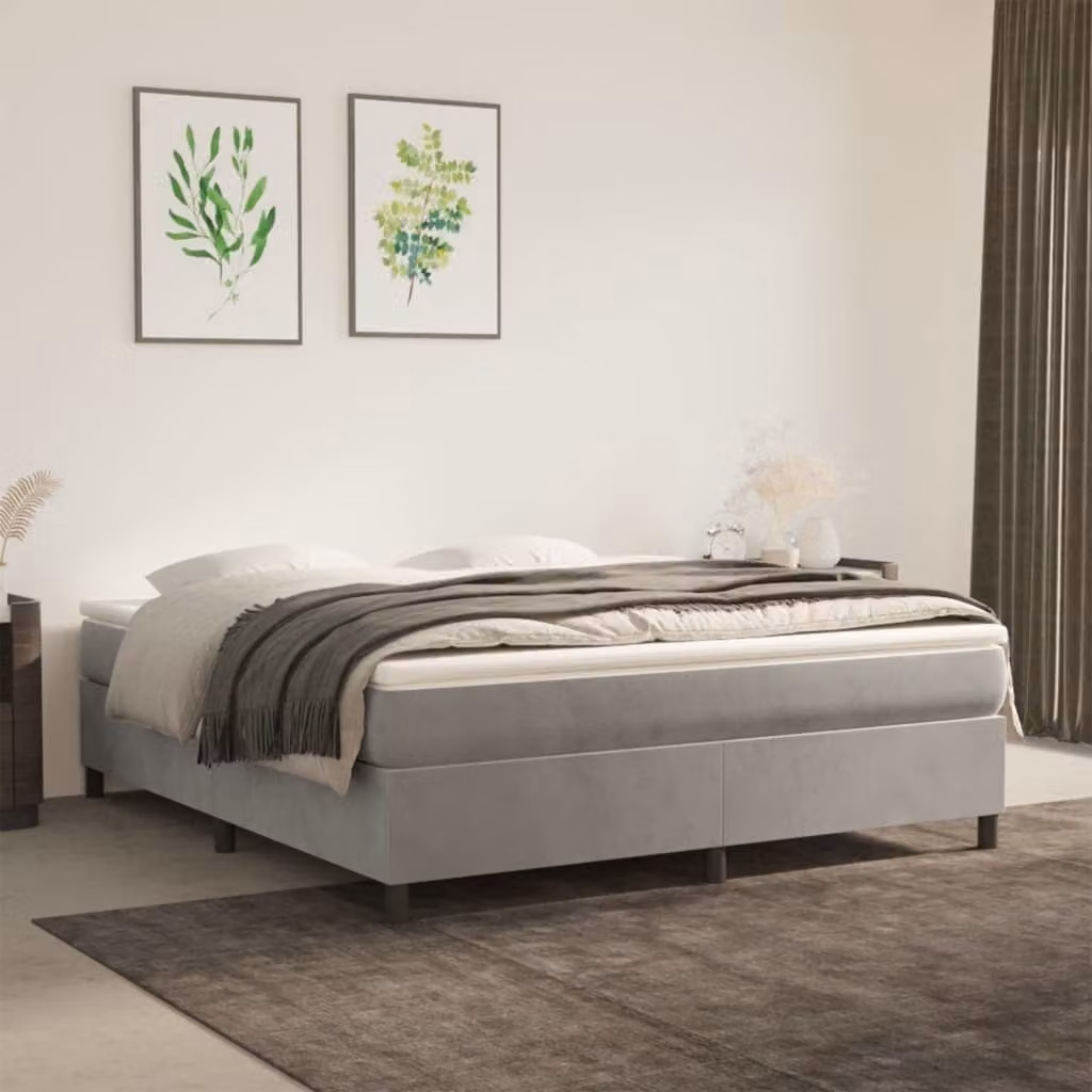 The Living Store Struttura letto grigio chiaro 160x200 cm in velluto