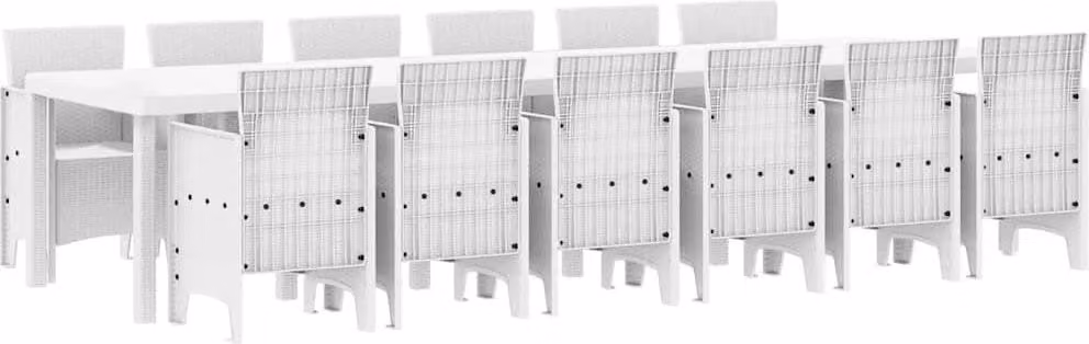 Set da Pranzo per Giardino 13 pcs Bianco Rattan Polt