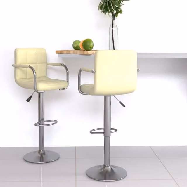 Set di 2 sgabelli da bar vidaXL in similpelle beige con base girevole a 360 gradi e struttura in metallo