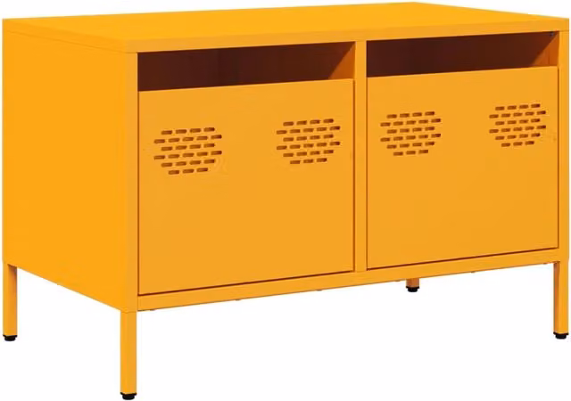 Mobile TV multimediale scaffale TV credenza TV sala da pranzo soggiorno camera da letto giallo senape 68 x 39 x 43,5 cm acciaio laminato a freddo giallo 02_0027666