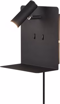 Applique da parete Trio Leuchten Element GD Trio in metallo nero con luce LED warm white e ricarica USB