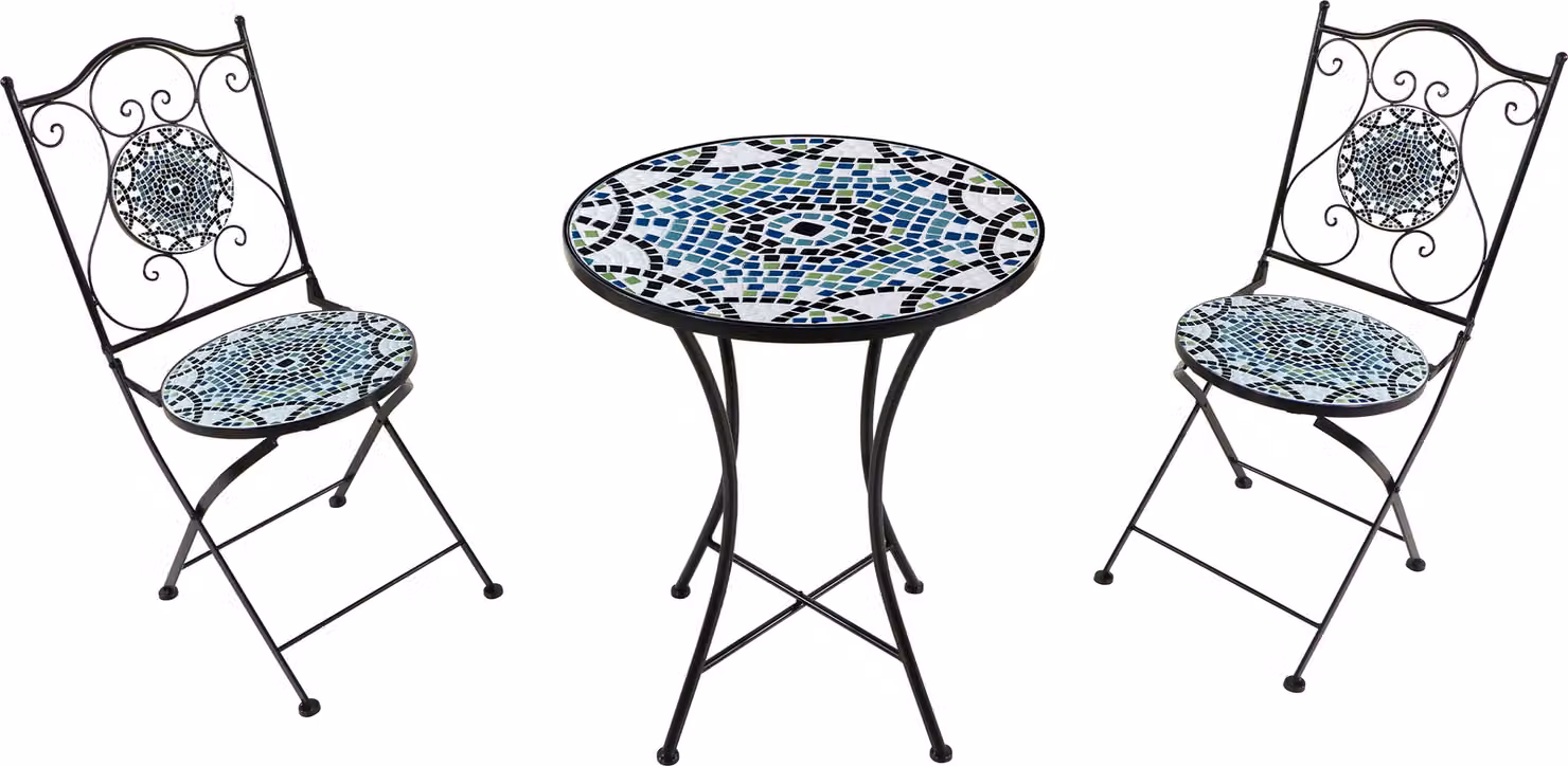 AXI Amélie Set Bistrot da Balcone, 2 Sedie 1 Tavolo, Set Bistrò Veranda Mosaico Diversi colori - Set Bistro da Giardino, Tavolo Bistro a Mosaico per Giardino/Balcone/Terrazza