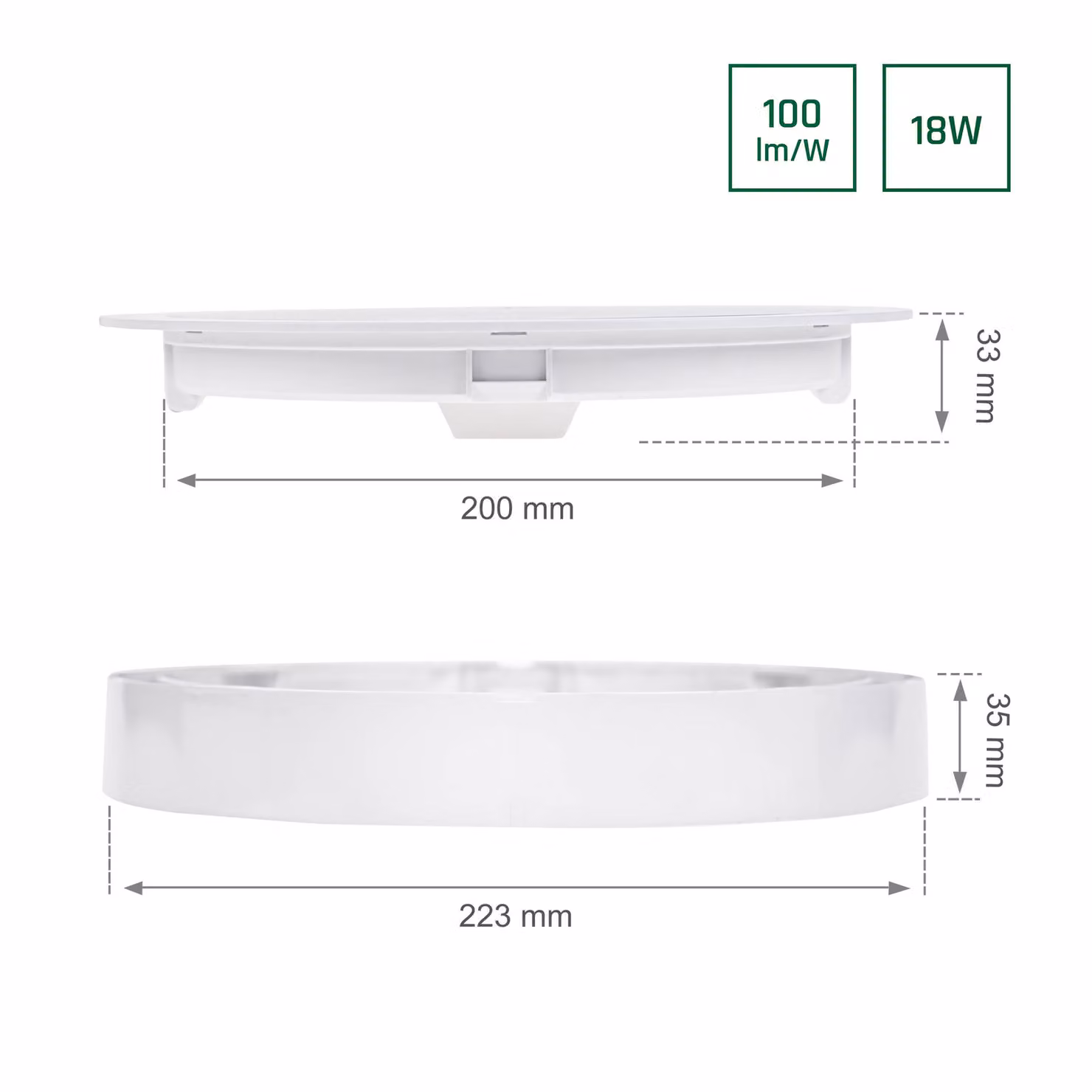 Spectrum LED proiettore da superficie e da incasso ALGINE 2in1 bianco rotondo Ø22,3cm 18W 2200lm bianco caldo 3000K 110°