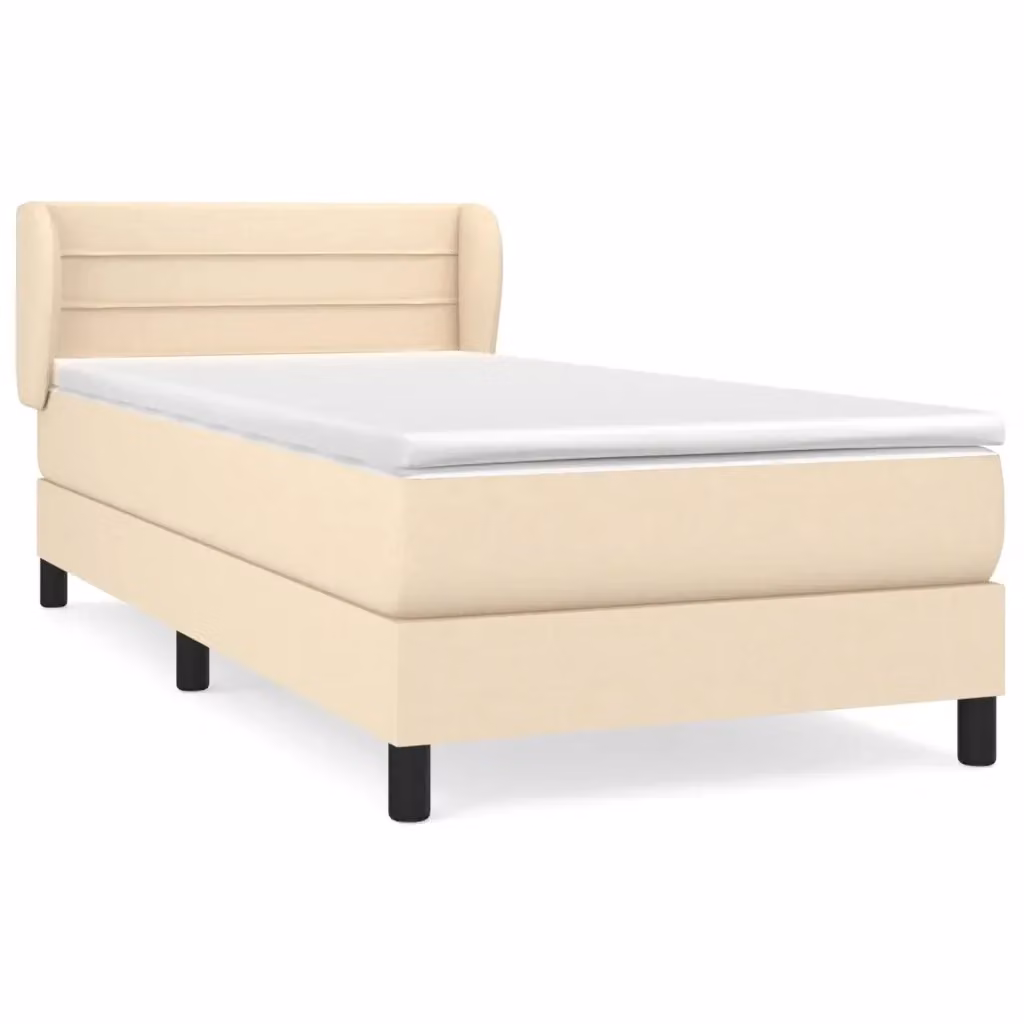 Letto Ibrido vidaXL con Giroletto a Molle e Materasso in Tessuto Beige e Bianco L/P/H: 80 x 200 x 23 cm – 2
