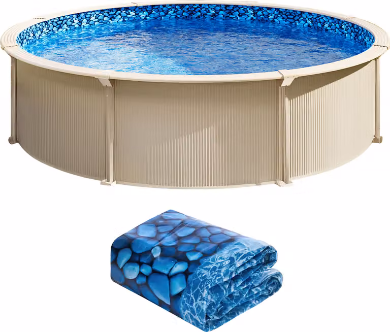 Liner per piscina SucceBuy, rotondo, 6,44 m, stile overlap, altezza parete 137,2 cm