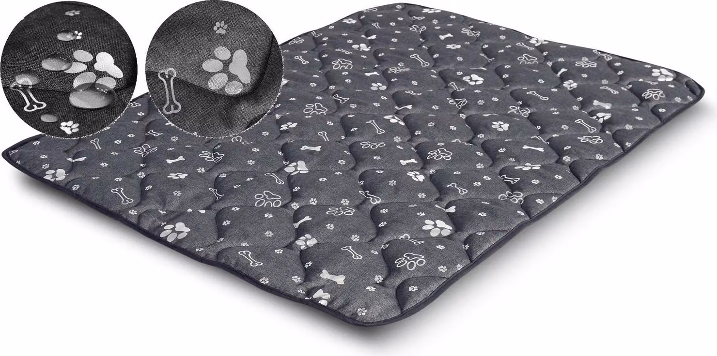 Tappetino per cani 120x80 cm impermeabile con ossa d'argento