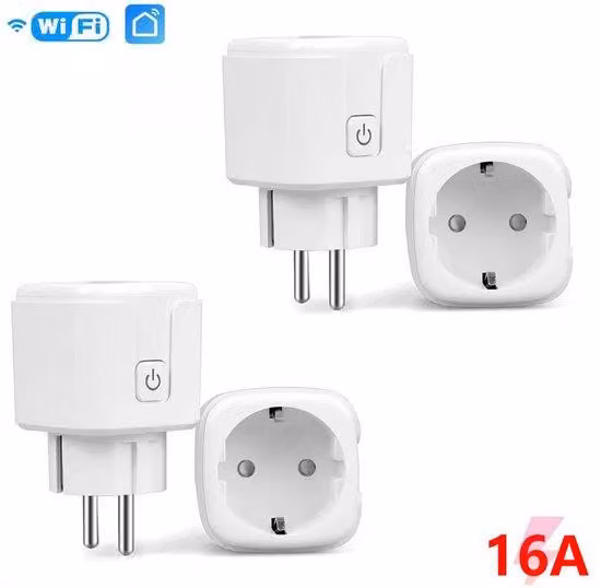 Set di 4 prese Wi-Fi intelligenti, 2200 W, 16 A, display con statistiche di consumo