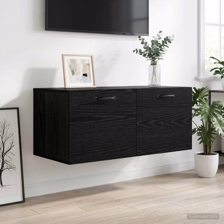 Armadietto a muro moderno vidaXL in rovere nero con ante a battente L: 80 cm, P: 36,5 cm, H: 35 cm