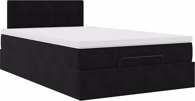 Struttura Letto Pouf con Materasso Nero 120x200 cm Velluto
