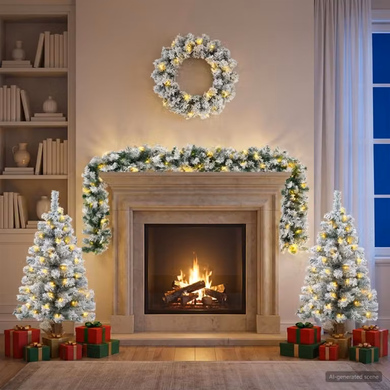 Albero di Natale mini, 90 cm, 125 luci a LED, luce bianca calda, materiale: PVC, colore: bianco