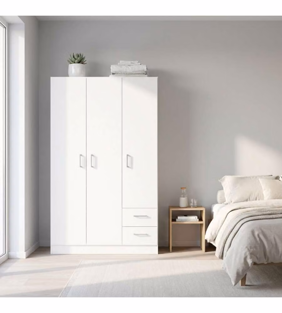 Armadio Cosma a 3 ante con 2 cassetti integrati Bianco L: 120 cm, P: 52 cm, H: 190 cm – 1