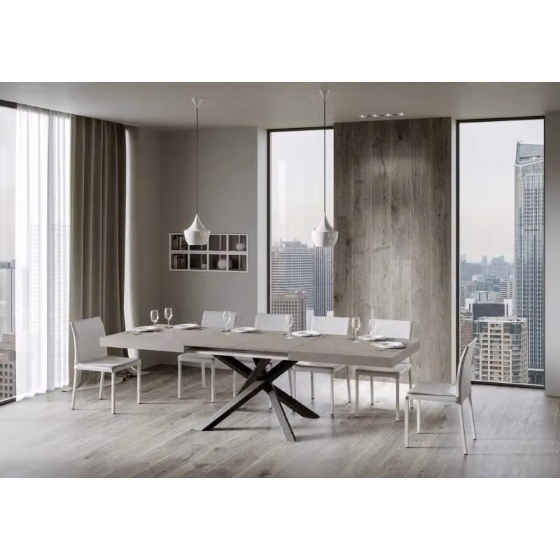 Tavolo allungabile Volantis ITAMOBY con telaio a X in metallo antracite e piano Cashmere L: 200-460 cm, P: 90 cm – 2