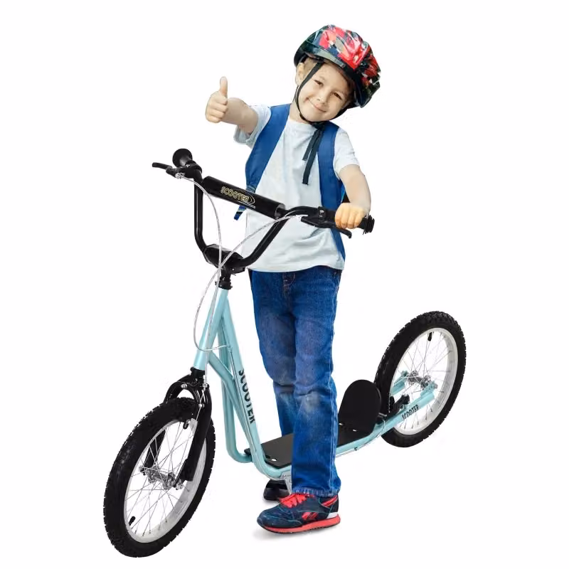 Monopattino per bambini azzurro con freno e altezza regolabile – 2