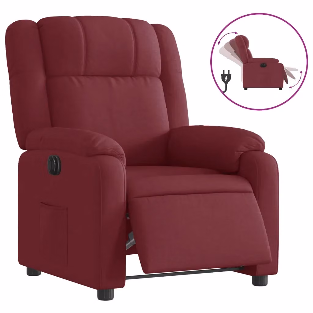 Poltrona elettrica reclinabile relax vidaXL in tessuto rosso con braccioli e funzione auto-ritorno – 2