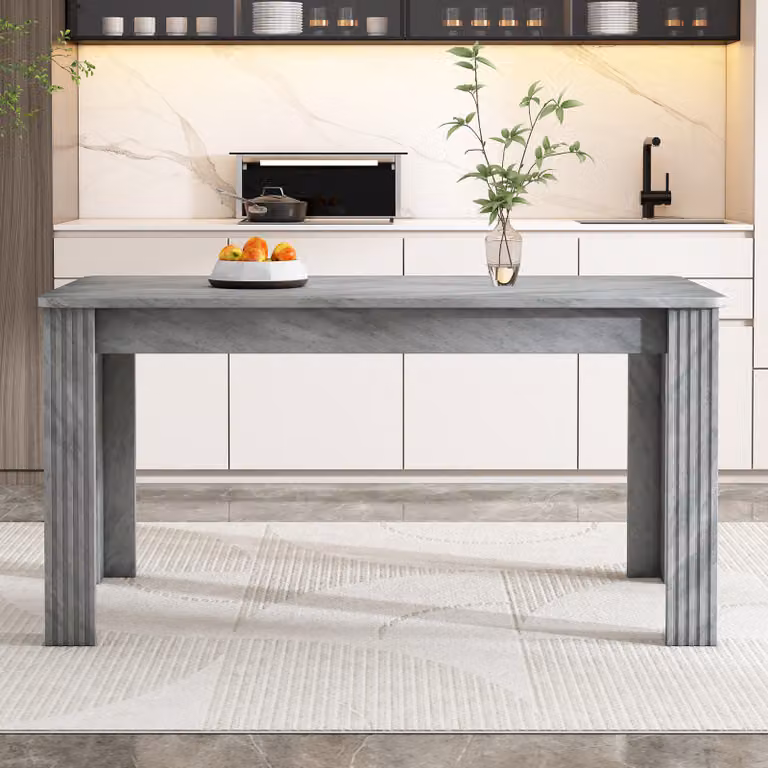 MODFU Tavolo da pranzo rettangolare, tavolo da cucina con gambe in legno, tavolo per sala da pranzo e soggiorno, grigio