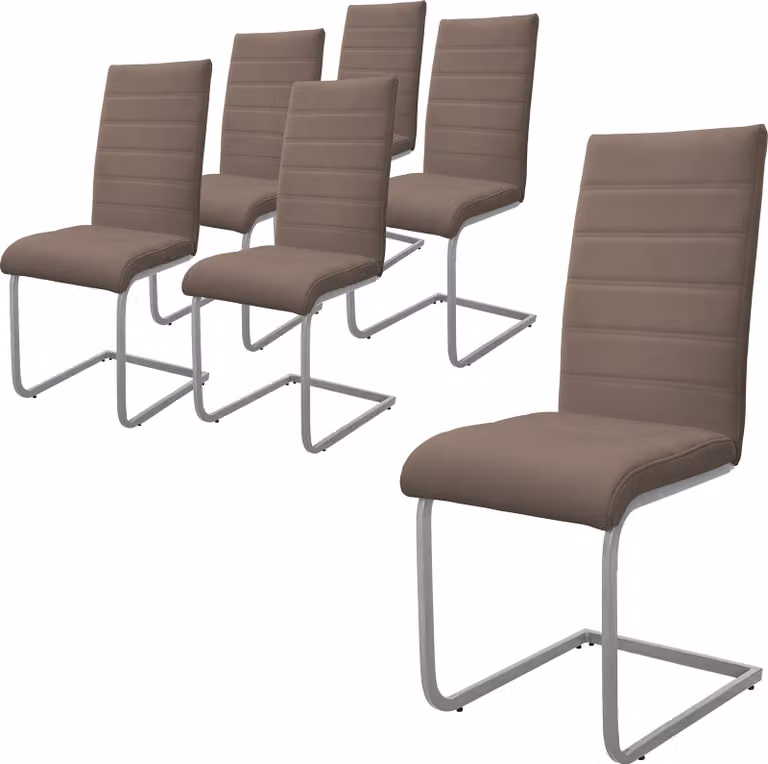 ML-Design set di 6 sedie da pranzo con schienale, marrone, in Pelle finta
