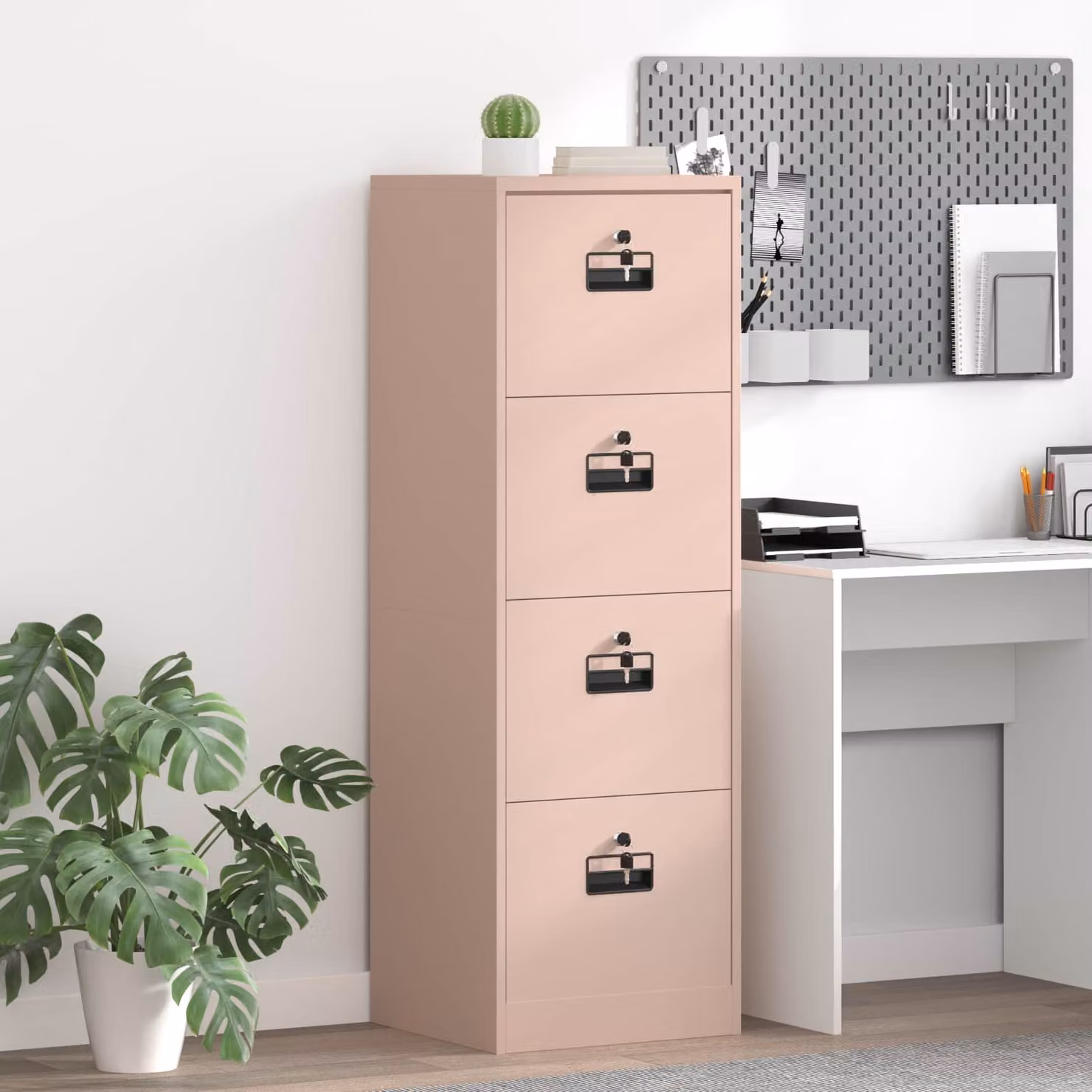 Armadio per file vidaXL in metallo rosa con cassetti e serratura L/P/H: 44 x 50 x 106.5 cm – 1