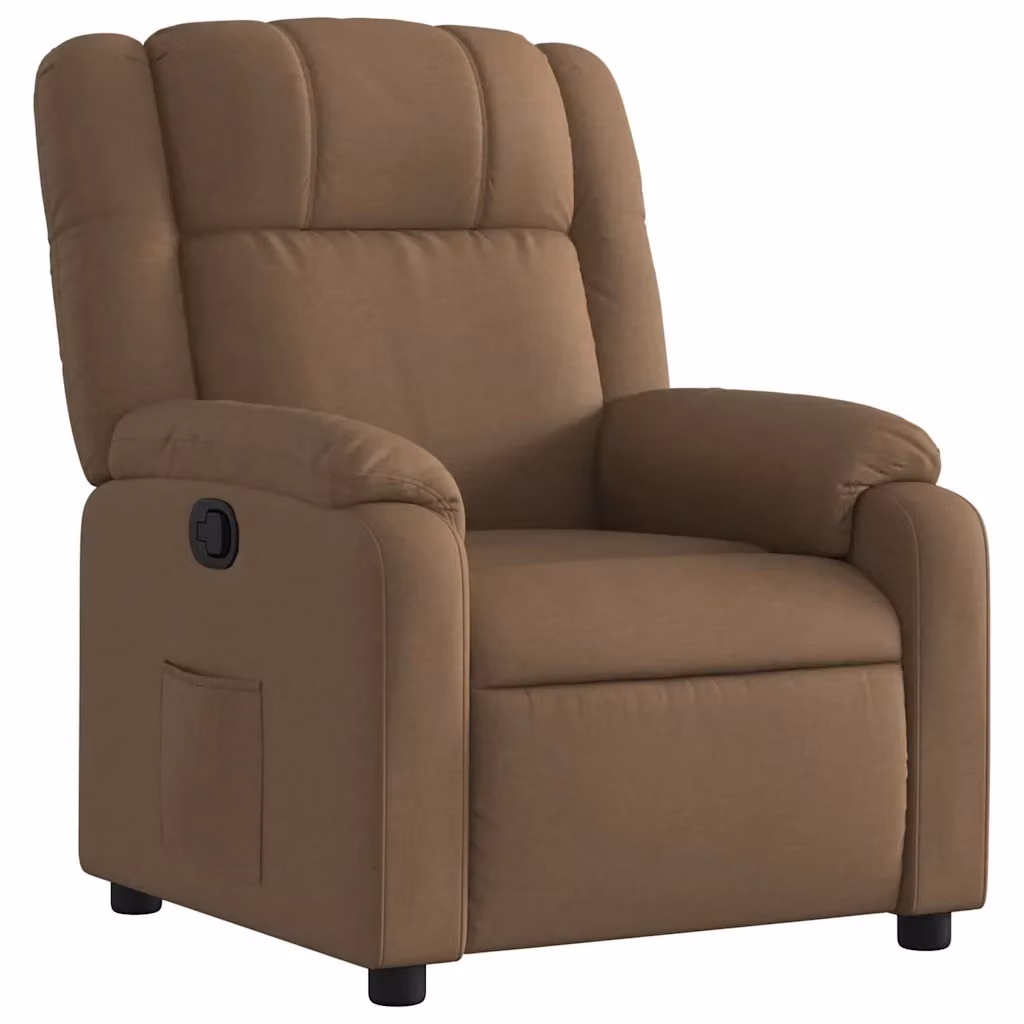 Poltrona Reclinabile Relax vidaXL in Tessuto Marrone con Braccioli e Regolazione Manuale – 2