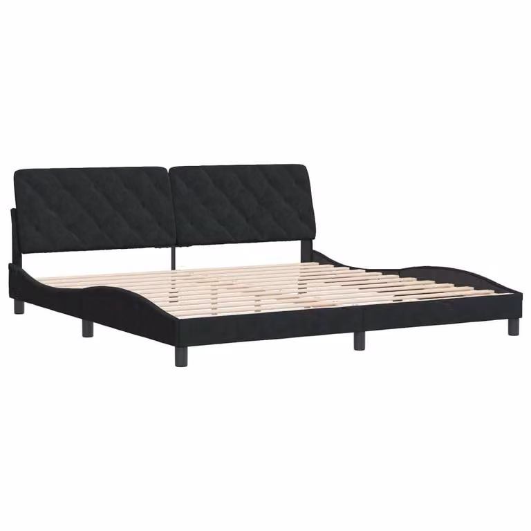 Giroletto senza Materasso Nero 200x200 cm in Velluto