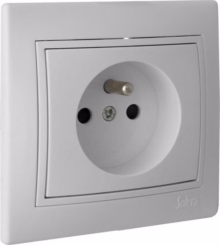 SOLERA 42940 Presa bipolare 16A 250V con presa francese S.Europe, 50 W, 250 V, neutro