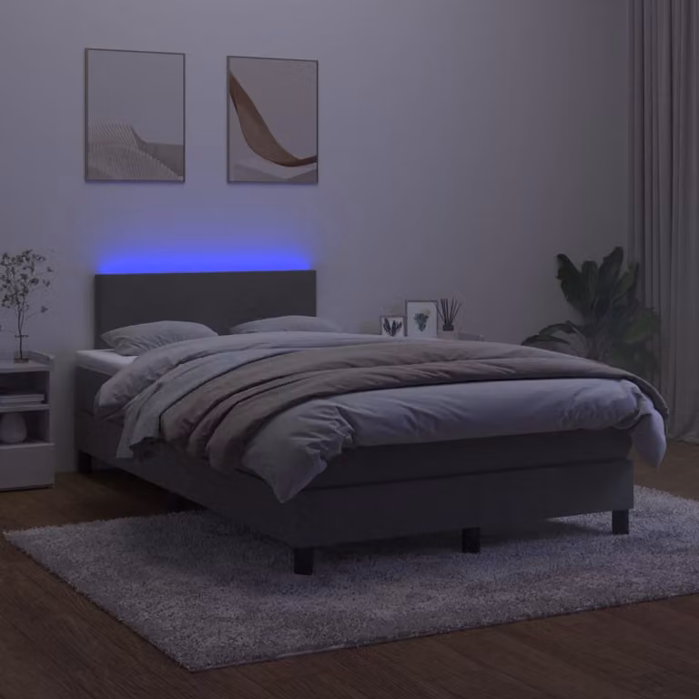 Maison Exclusive - Letto a Molle con Materasso e LED Grigio Scuro 120x200 cm